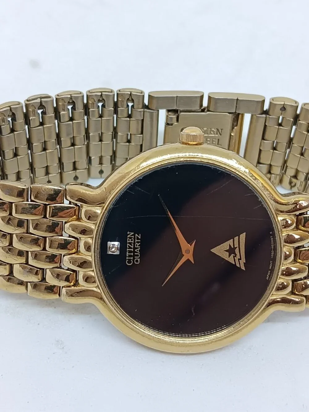 VINTAGE 1993 Citizen 1020-S54562 Men's 32mm Black Dial Gold Tone CSC Logo Watch